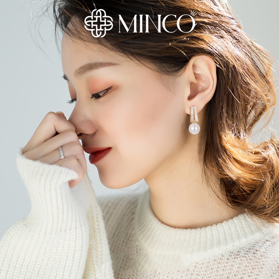 Bông tai nữ Minco Accessories hạt ngọc trai nhân tạo trắng phụ kiện thời trang đẹp dành cho nữ BT118