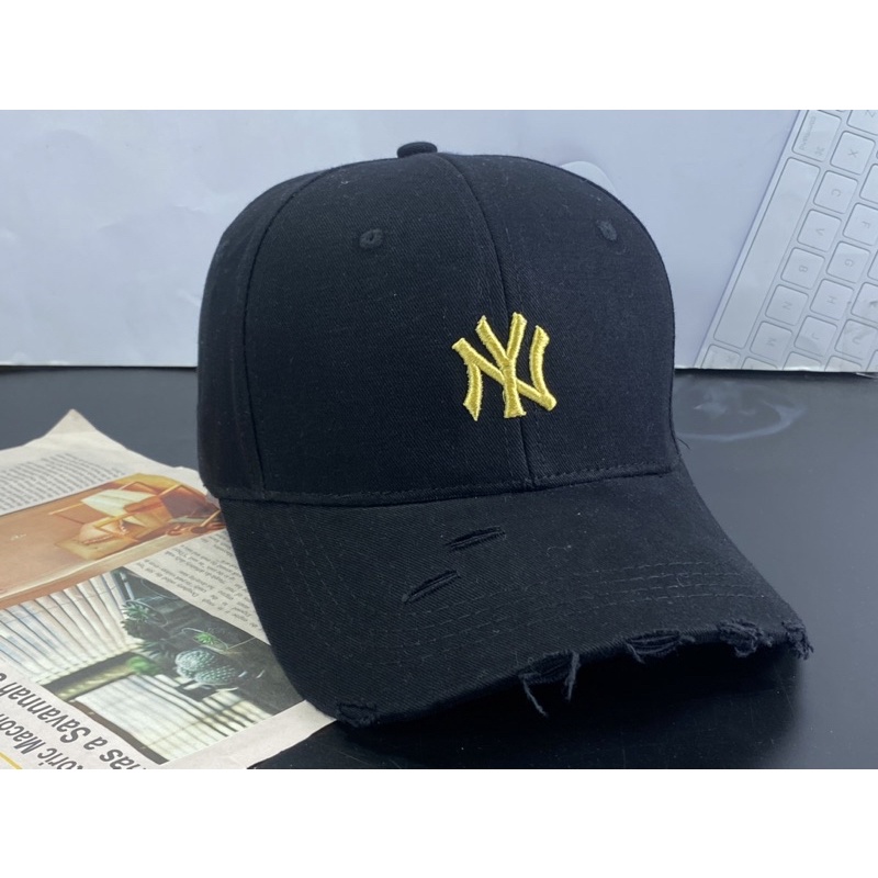 Mũ kết lưỡi trai (rách )màu kaki mịm tua thêu naikii thể thao thời trang bụi bặm