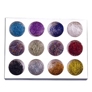 Sét 12 ô chỉ kim tuyến 12 màu trang trí móng nail