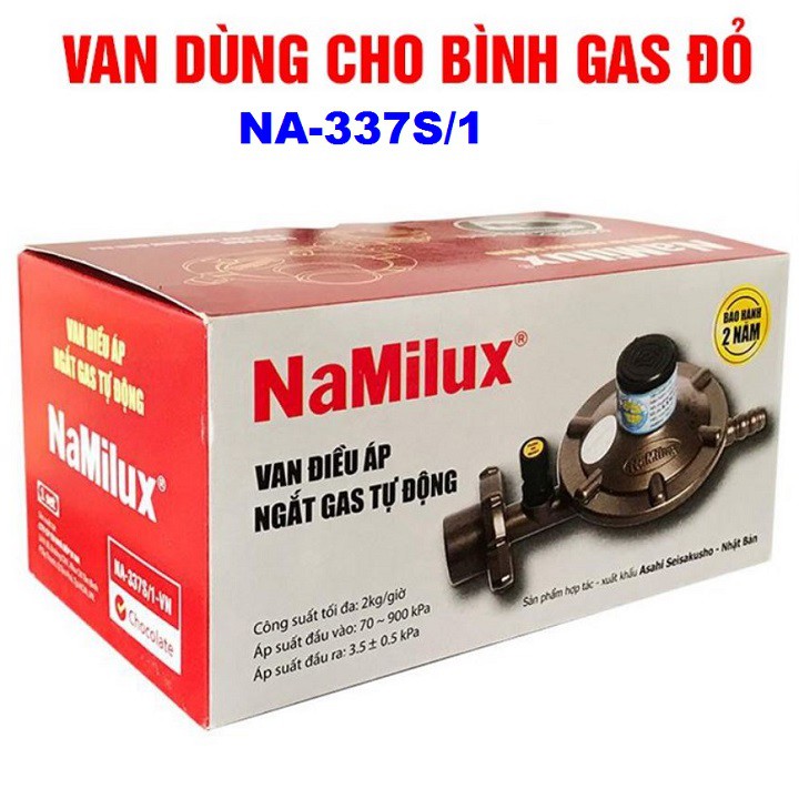 Van gas ngắt tự động Namilux và 1,5m Dây gas 3 lớp Lõi sợi thép Hàn Quốc - Tặng 2 cổ dê đai xiết ốc