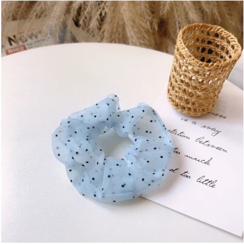 Dây cột tóc, scrunchies chấm bi nhiều màu
