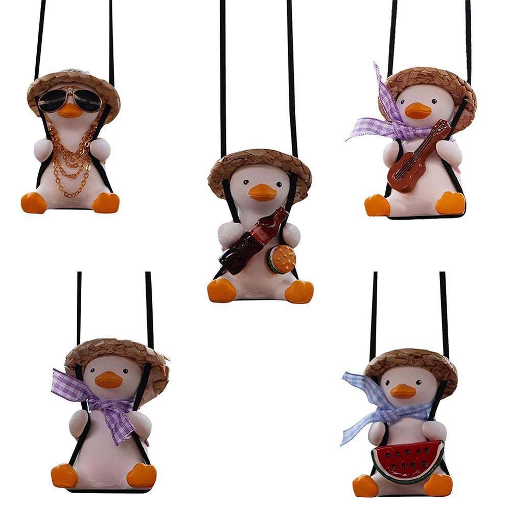 Mặt dây treo trang trí gương chiếu hậu xe hơi hình chú vịt hoạt hình sáng tạo