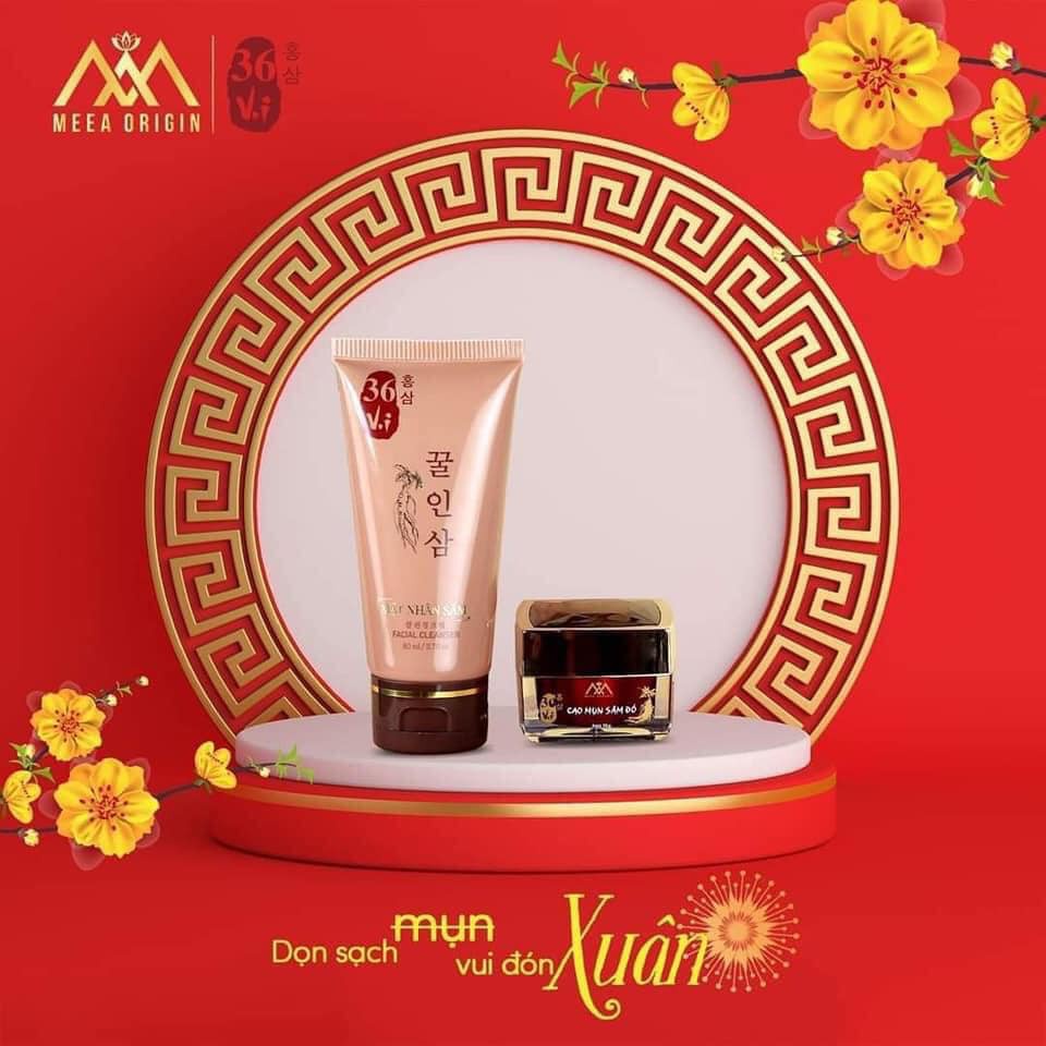 Combo sữa rửa mặt và kem dưỡng cao mụn sâm đỏ 15 gam