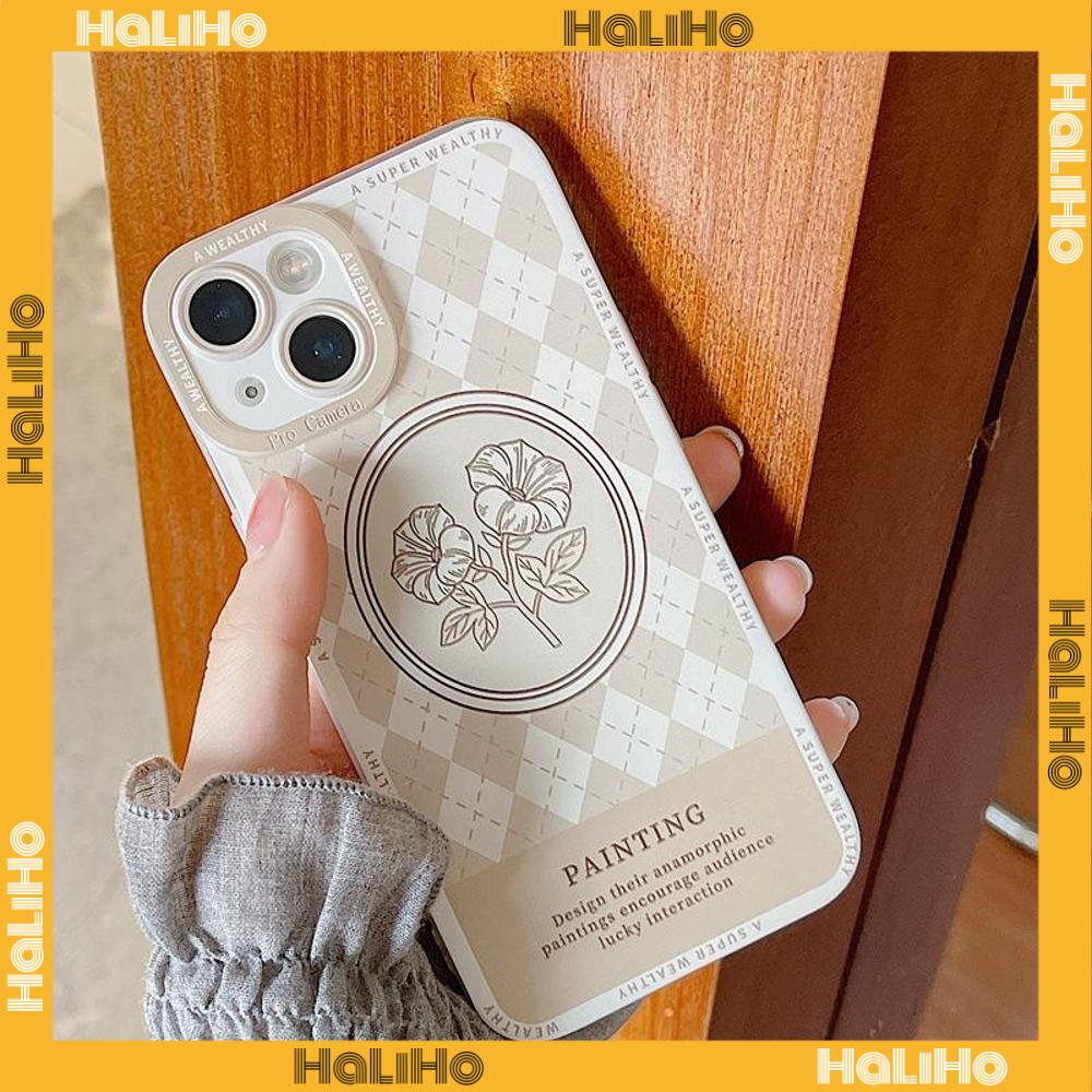 iPhone Case Silicone Soft Case TPU Clear Case Angel Eye Protection Camera Shockproof Brown Checkered Flower For iPhone 13 Pro Max iPhone 12 Pro Max iPhone 11 iPhone 7 Plus