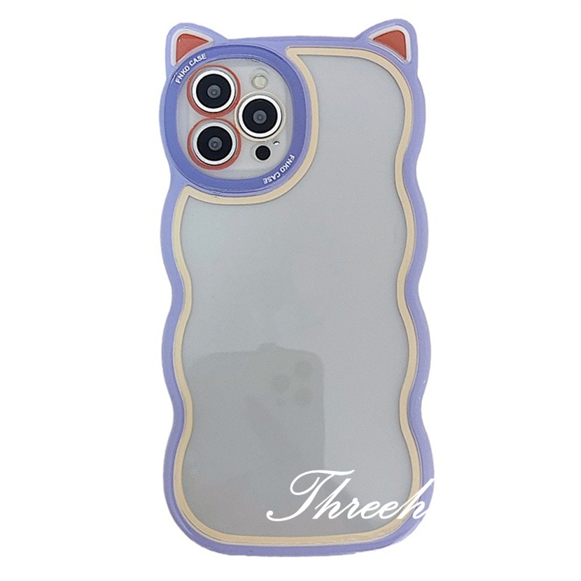 Ốp Điện Thoại Mềm Màu Trơn Hình Tai Mèo Cho iPhone 14 13 12 11 Pro Max SE2020 X XR Xs Max 7 8 6 6s Plus