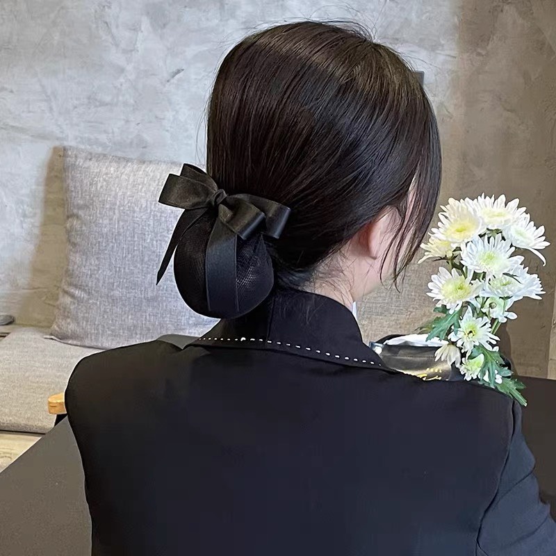 Cài Tóc Nơ, Kẹp Tóc Kèm Búi Lưới Mỏng Chụp Tóc Thời Trang Cho Bạn Gái Y105