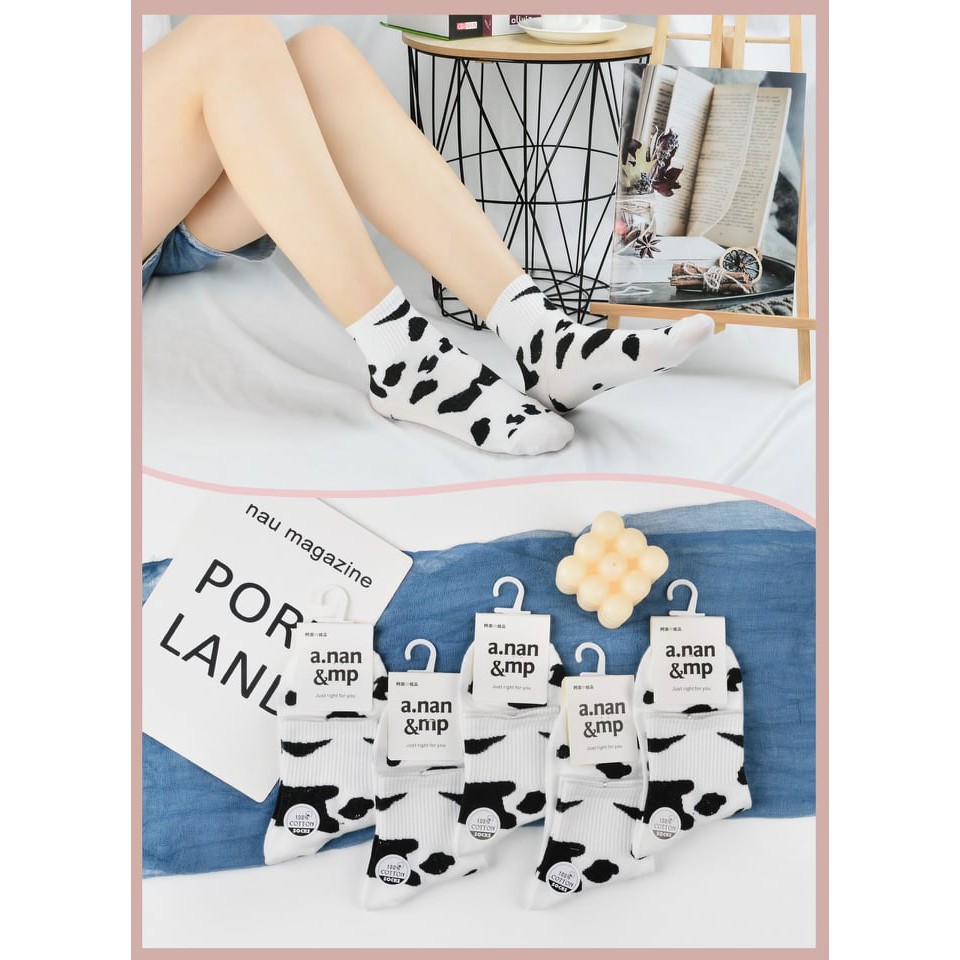 Tất nữ cổ ngắn cute hàn quốc, tất bò sữa cổ thấp cho nữ xinh xắn