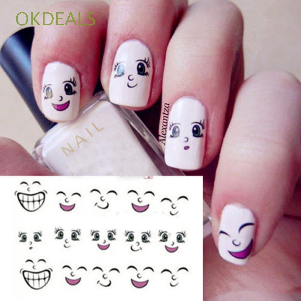 Nhãn dán trang trí móng tay hình mặt cười hoạt hình