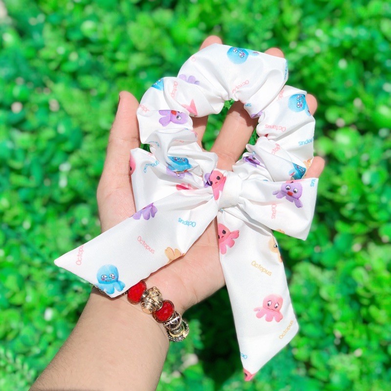 Cột tóc SCRUNCHIES nơ hoạ tiết hoạt hình trái cây