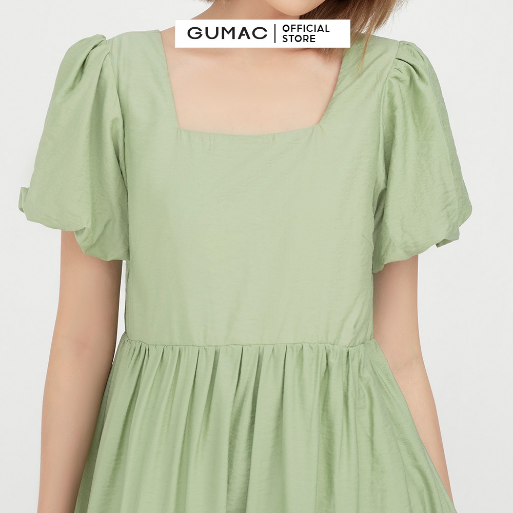 [Mã MABR07062 giảm 8% tối đa 50K đơn từ 249K] Đầm babydoll nữ cổ vuông tầng GUMAC màu xanh dễ thương DB5106 | BigBuy360 - bigbuy360.vn