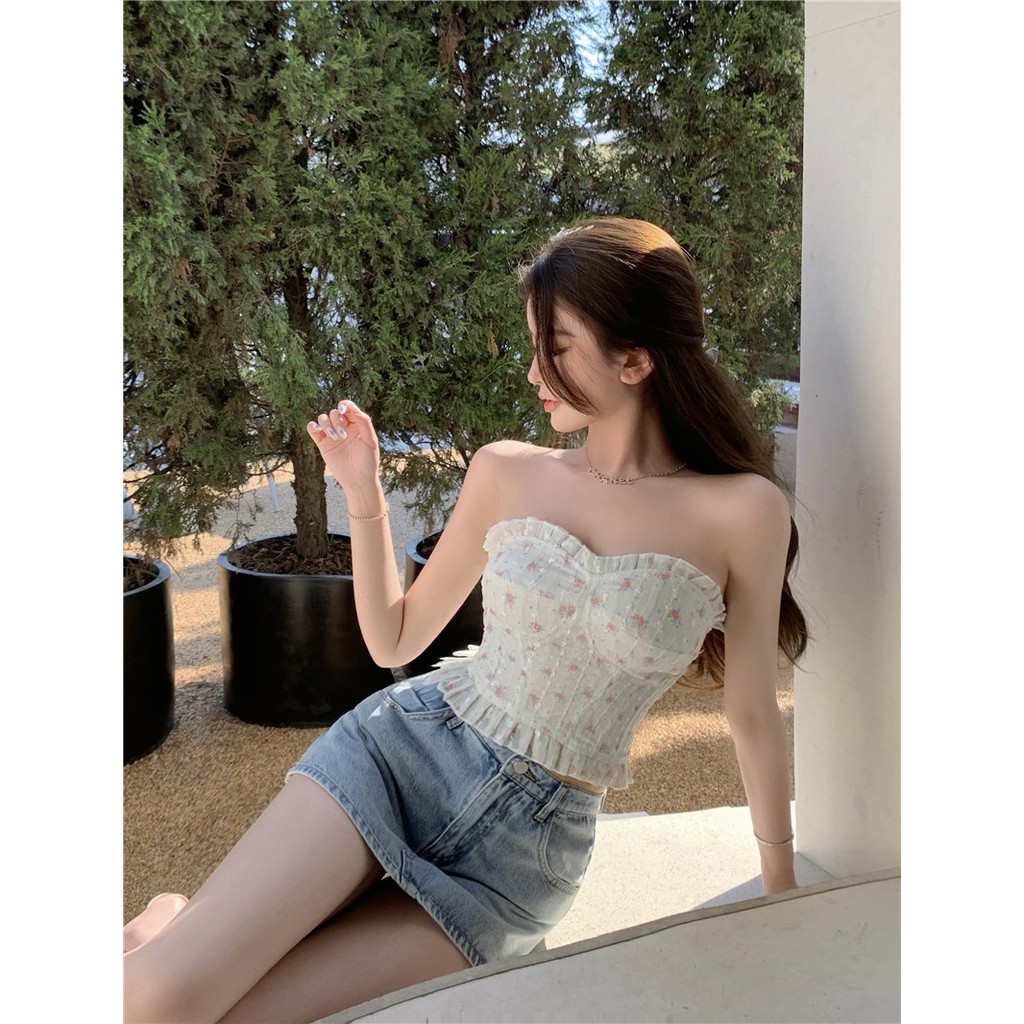 Cocory vn Thời Trang Áo Ống Hoạ Tiết Hoa Cho Nữ