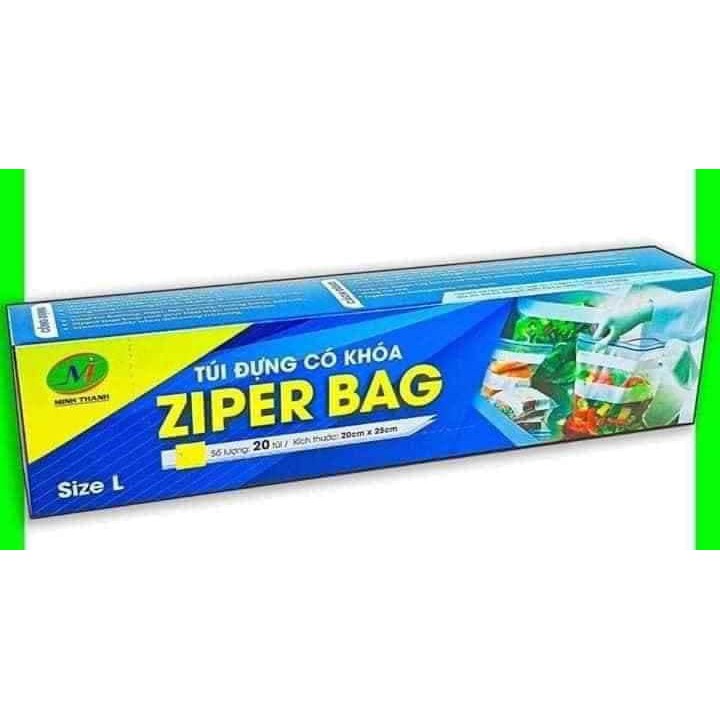Hộp 20c túi zip đựng thực phẩm size L 20x25cm siêu sạch
