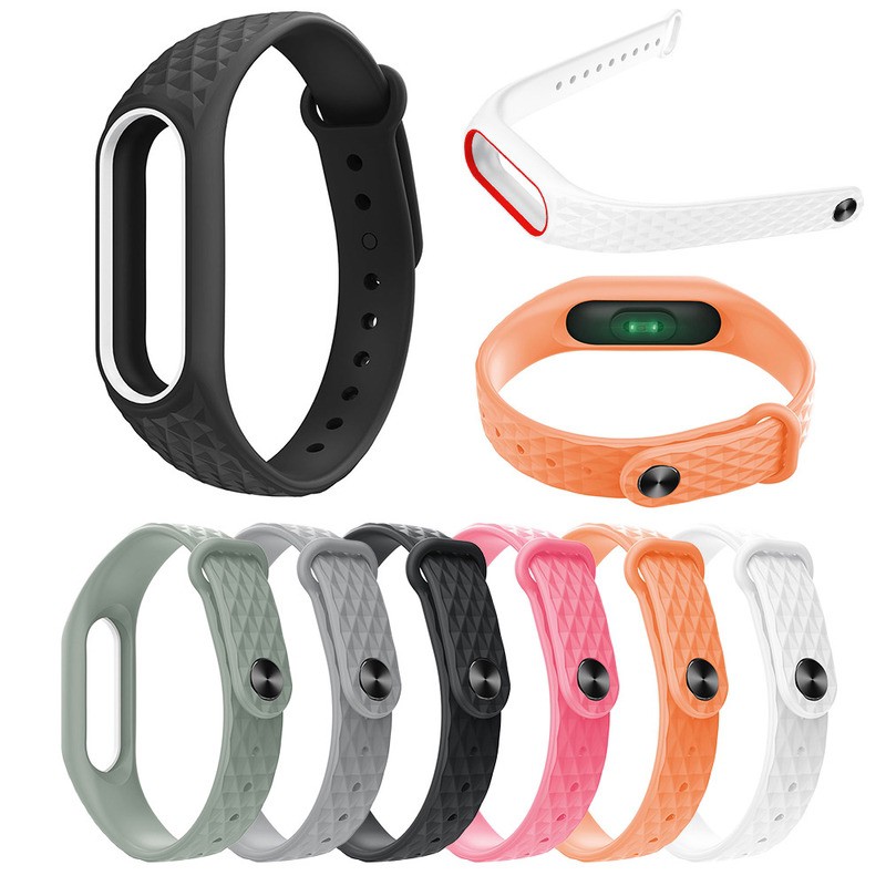 Duo Teng Dây Đeo Thay Thế Chất Liệu Silicon Màu Trơn Cho Xiaomi Mi Band 2