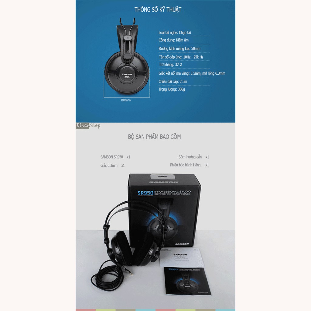 Samson SR950 - Tai Nghe Kiểm Âm Chuyên Nghiệp