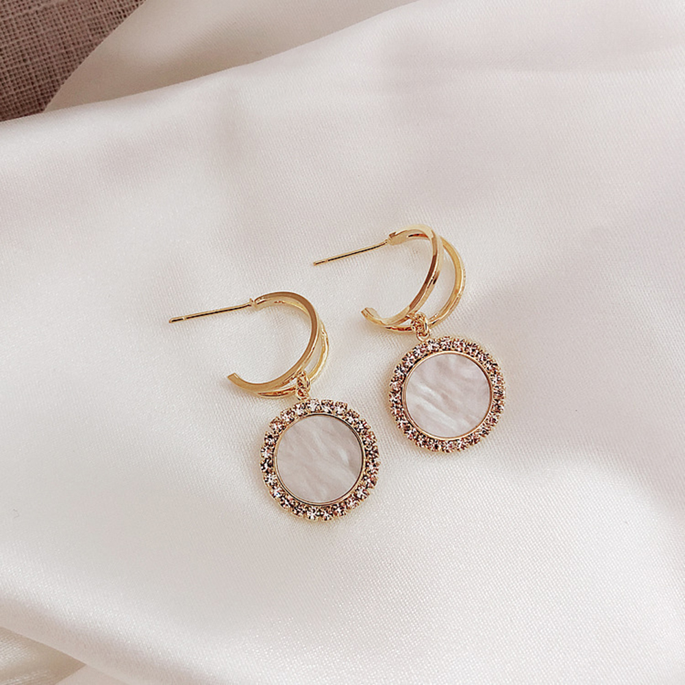 Bông Tai Dáng Dài Đính Kim Cương Nhân Tạo Phong Cách Hàn Quốc