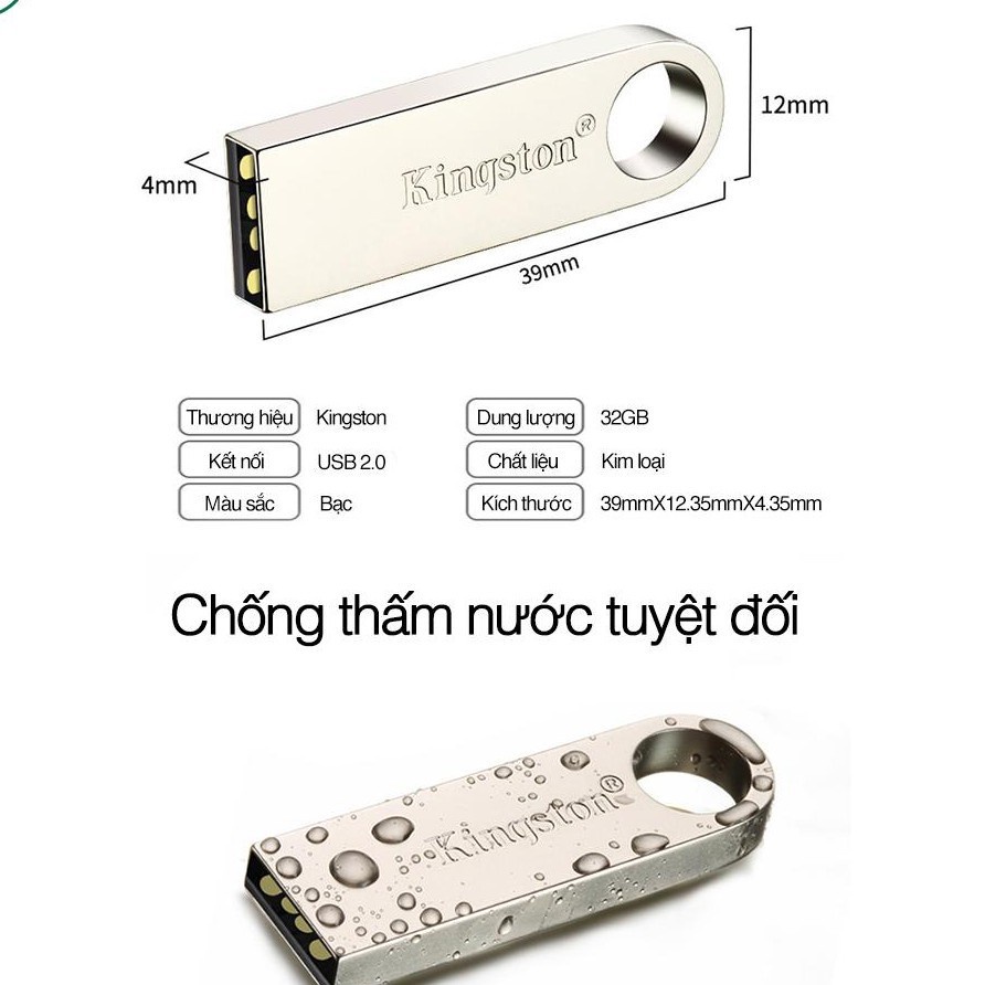 USB Kingston SE9 64Gb 32Gb 16Gb 8Gb 4Gb 2Gb USB 2.0 chống nước treo móc khóa - Gia dụng Chấn Thiên