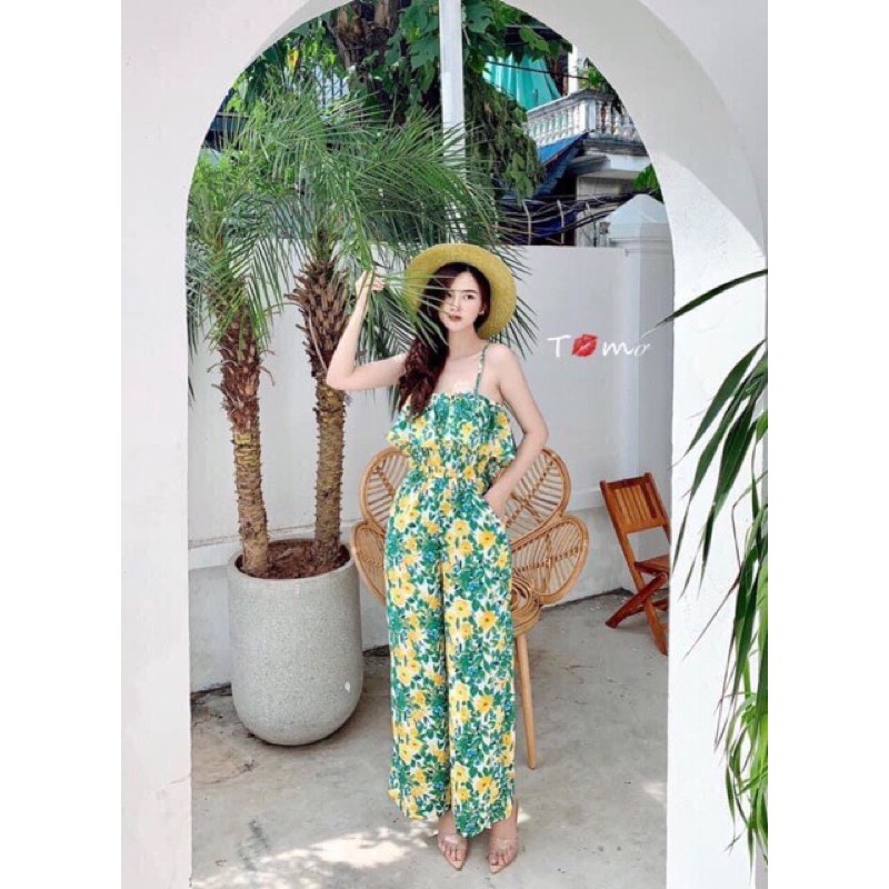 Vải thô cotton 100% hoa vàng lá xanh zaraa