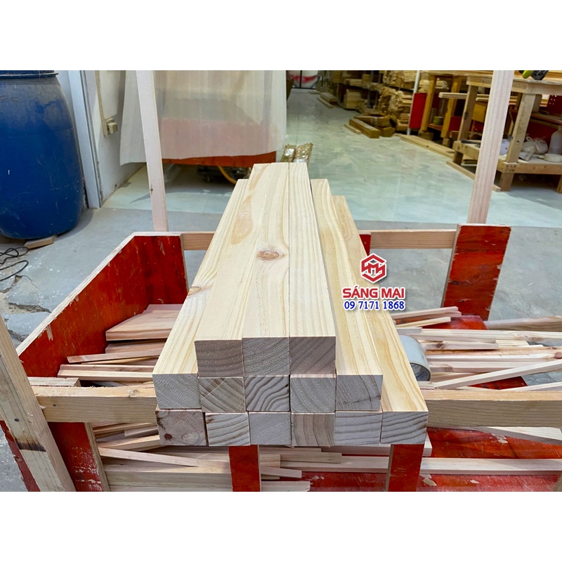 [MS176] Thanh gỗ thông vuông 4,5cm x 4,5cm x dài 80cm + láng mịn 4 mặt