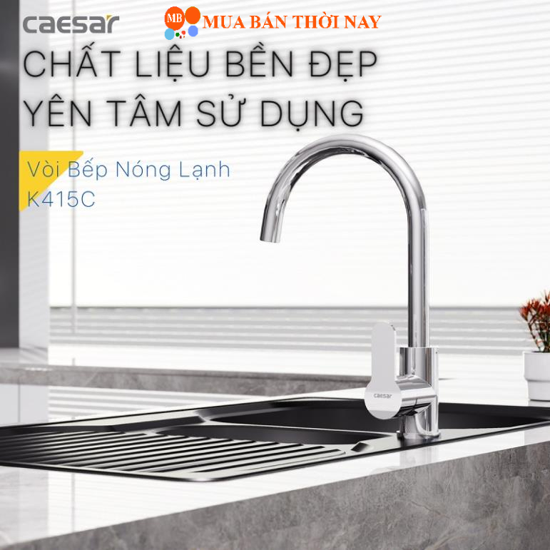 Vòi bếp nóng lạnh Caesar K415C, vòi rửa chén 2 đường nước, Bảo hành 02 năm, Cam kết chính hãng