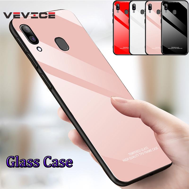 Ốp điện thoại mặt kính cường lực nhiều màu lựa chọn cho Samsung Galaxy S9 S10 Plus A30 A40 A60