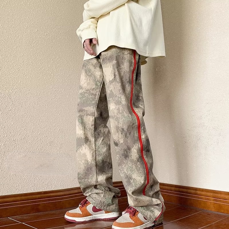 Quần Dài Dáng Suông Rộng Họa Tiết Rằn Ri Phong Cách Đường Phố Mỹ Cá Tính Cho Nam [M-2XL]