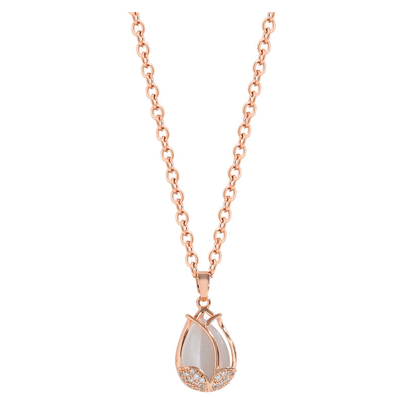 Fashionable Tulip Women's Pendant Titanium Steel 18K Gold Necklace