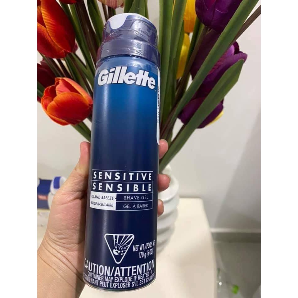 Gel cạo râu 170g Gillette Sensitive Sensibile Shave Gel, Mẫu mới