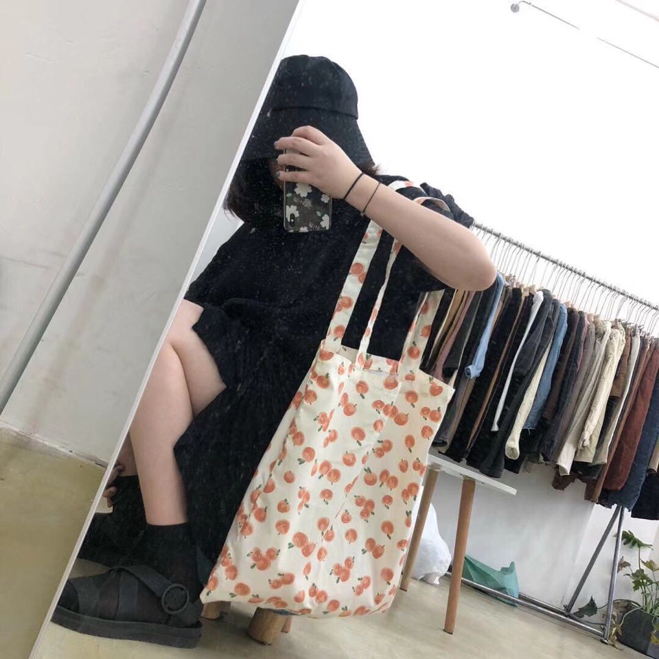 Túi đeo một bên vai bằng họa tiết trái cam dễ thương phong cách harajuku Nhật Bản