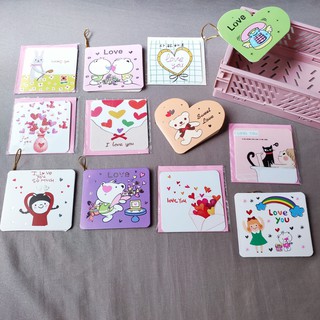 Thiệp chúc mừng mini nhiều hình sắc màu siêu ciu - Thiệp sinh nhật, valentine, 20/11,...kèm phong bì tiện lợi