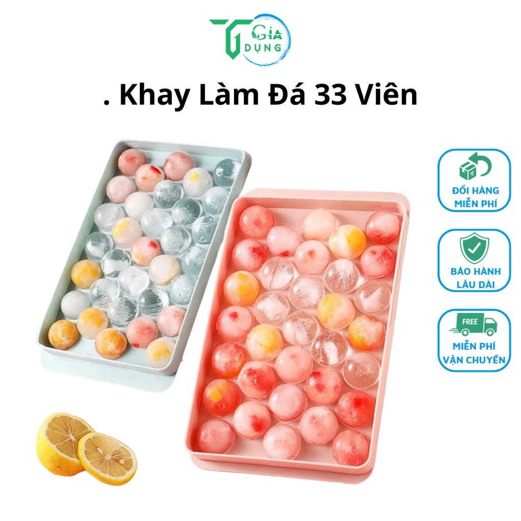 Khay đá 33 viên, khuôn Thạch Bi Nhựa Tròn Làm Rau Câu Hoa Quả Trái Cây