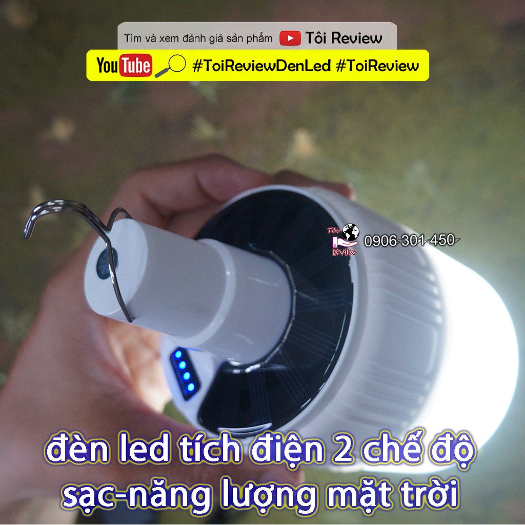 Đèn led năng lượng mặt trời 60W YT-02 - 3 chế độ sáng - 2 chế độ SOS, CÓ REMOTE Cafe mô hình giấy