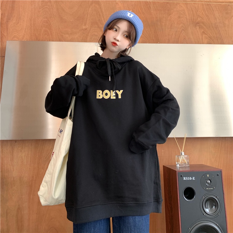 SUXI Áo Hoodie Mỏng Màu Sắc Đơn Giản In Chữ Phong Cách Hàn Quốc Cho Nữ