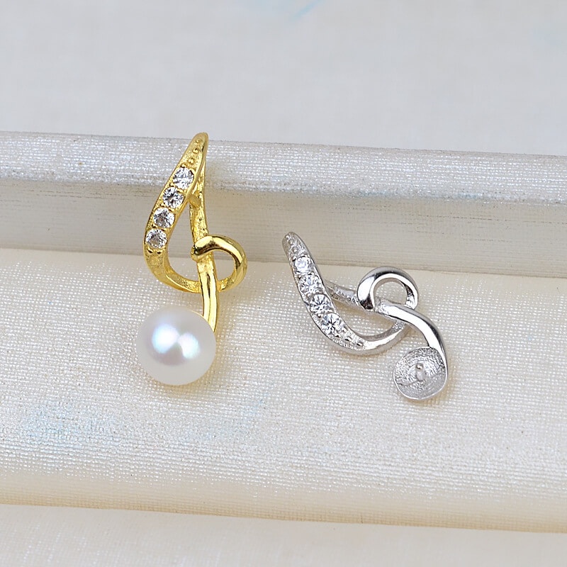 [M9DB] Phụ kiện trang sức (DIY) - Mặt dây chuyền mặt khay trống ngọc khuông nhạc đính hạt nạm đá lấp lánh