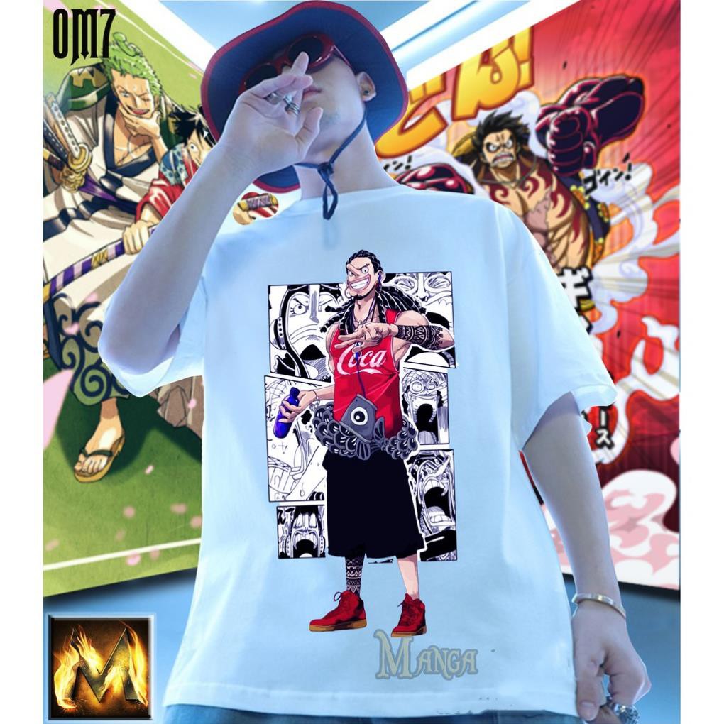 áo thun one piece OM7  OVERSIZE UNISEX (2 Màu ĐEN-TRẮNG)