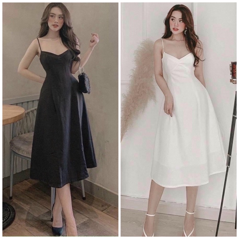 Đầm đen hai dây v3 đi tiệc - đi biển - đi dạo phố