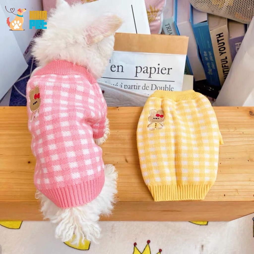 Áo Len Hàn Quốc Chó Mèo Quần Áo Thú Cưng Mùa Thu và Mùa Đông Hình Thỏ Thêu Cao Cấp Hihapet.