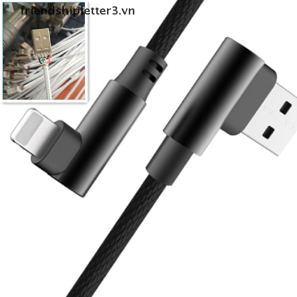 Dây Cáp Sạc Nhanh Truyền Dữ Liệu Đầu Vuông 90 Độ C / IOS / Micro