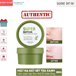 Mặt nạ đất sét trà xanh some by mi super matcha pore clean clay mask 100g