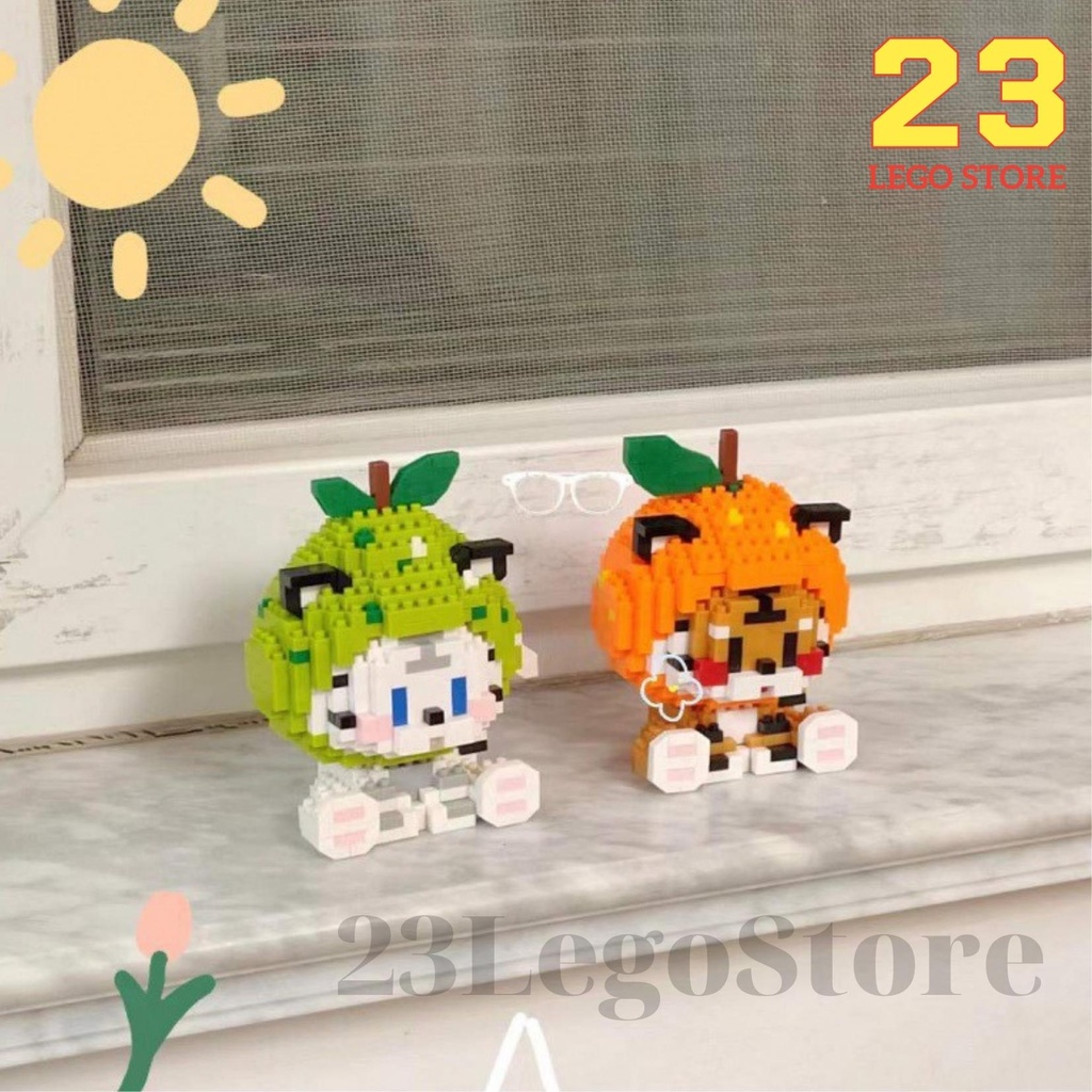 Bộ đồ chơi lắp ghép Chú Hổ Mini đội mũ trái cây đáng yêu làm trang trí hoặc quà tặng độc đáo