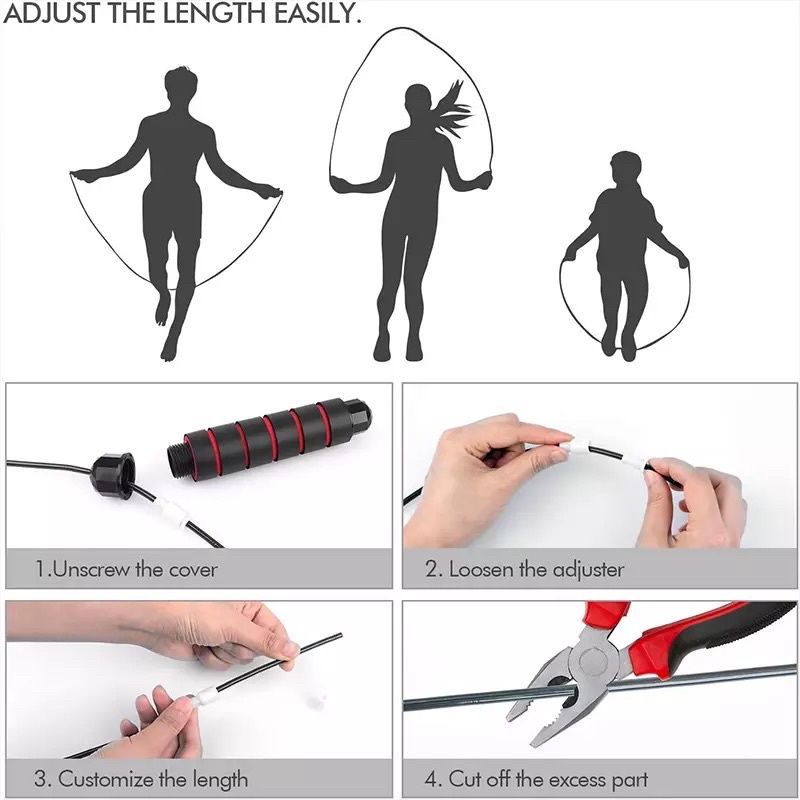 Dây nhảy giảm cân đốt mỡ bụng lõi thép đàn hồi có tạ 2.9m tập thể dục gym tại nhà