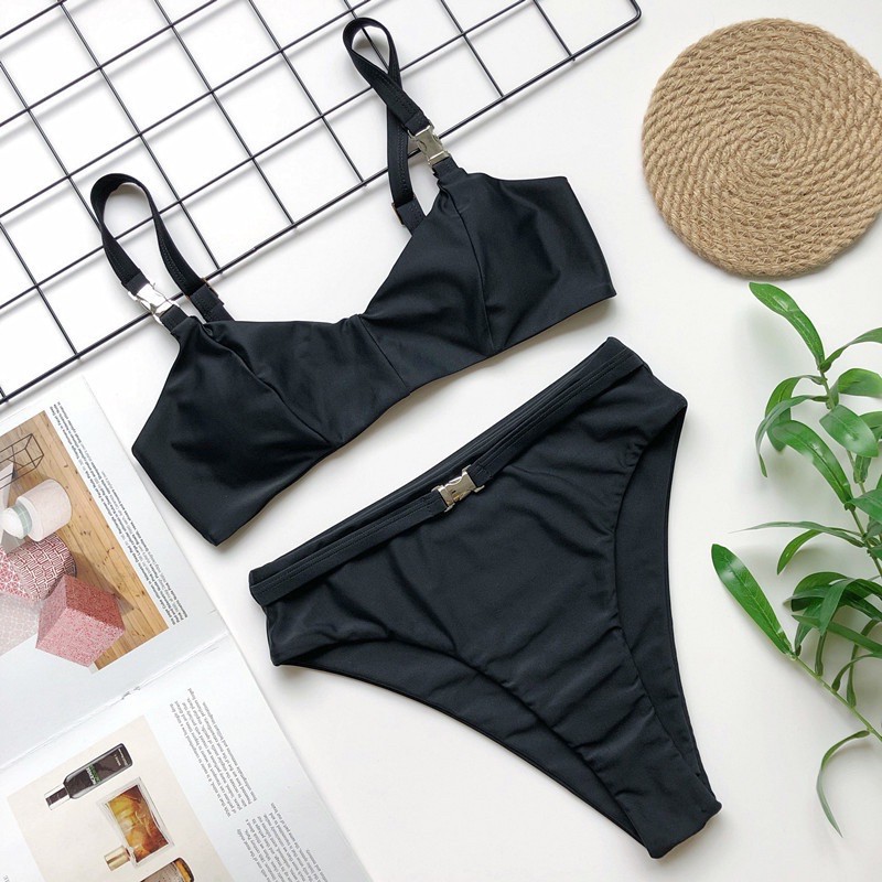 [BKN766] &lt;ÂU&gt; SET BIKINI BASIC XANH NEON KHUY INOX (CẠP CAO)
