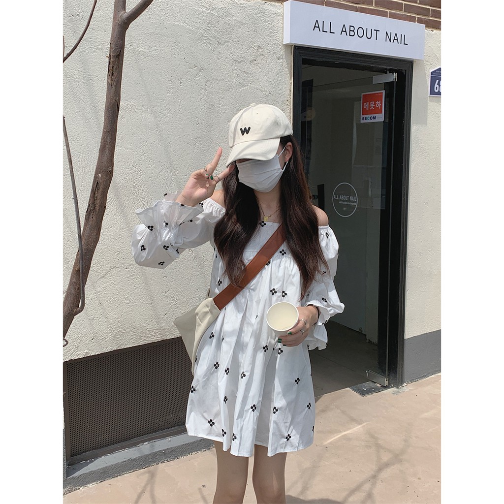 Đầm  hoa thêu babydoll Korea