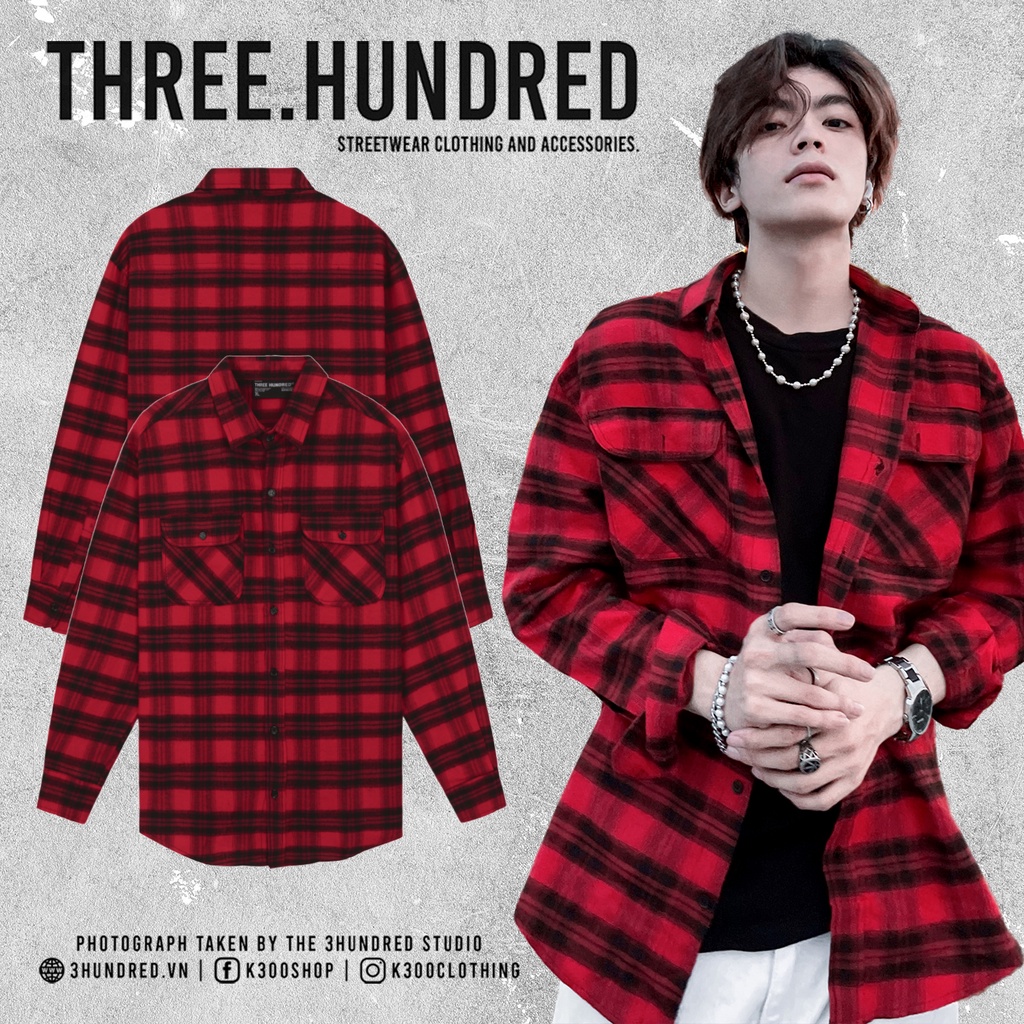 Áo Sơ Mi Flannel Màu Đỏ Sọc Xanh