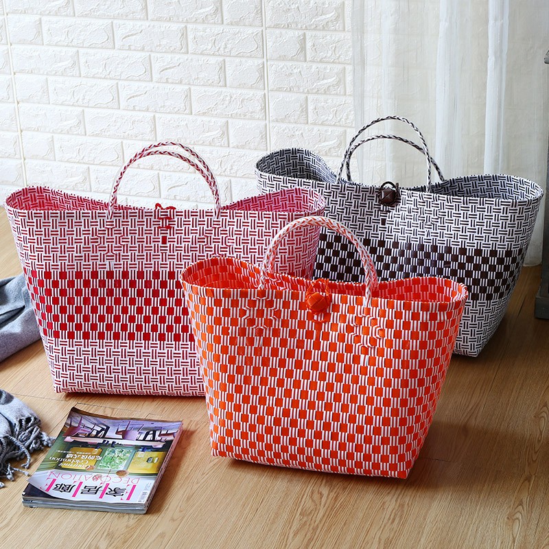Giỏ đựng đồ đan phối màu đa năng BAMBOOO ECO tự tin đi chợ không dùng túi nylon