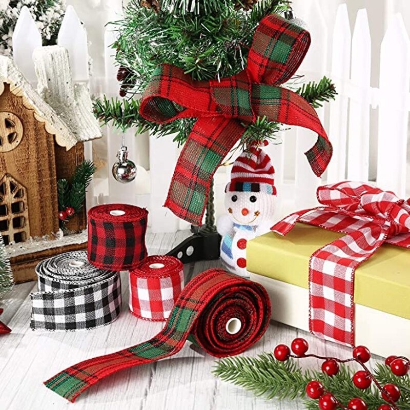 Cuộn Dây Ruy Băng Họa Tiết Lưới Nhiều Màu Sắc 5cm * 6m Trang Trí Giáng Sinh