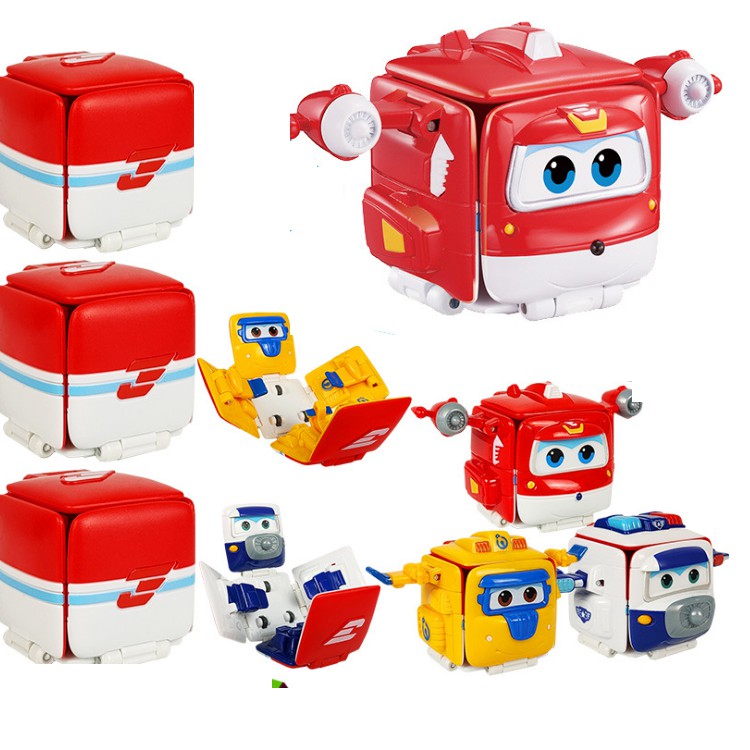 Hộp biến hình Super wings Mira rái cá , paul cảnh sát, Donnie, Dizzy đồ chơi trẻ em đội bay siêu đẳng