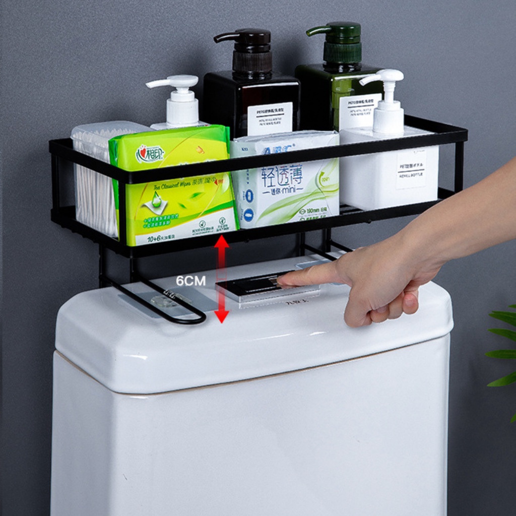 Kệ Sắt đứng Đặt Bồn Vệ Sinh 1 Ngăn đa năng trên nắp bồn cầu/ kệ sắt treo nhà tắm - Chiến Binh Store