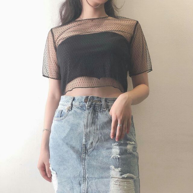 ÁO CROPTOP NHŨ CỰC XINH_ ÁO NHŨ_ÁO LƯỚI KÈM LÓT