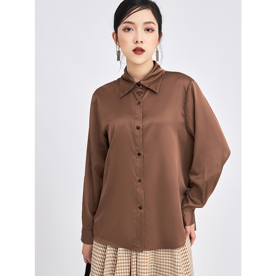 Áo sơ mi lụa nữ công sở 92WEAR 3 MÀU, đủ size, dáng basic ASA1264