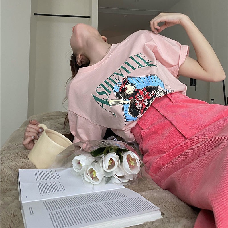 Chân Váy Ngắn Xẻ Tà Màu Hồng Phong Cách Hàn Quốc Hàng Mới